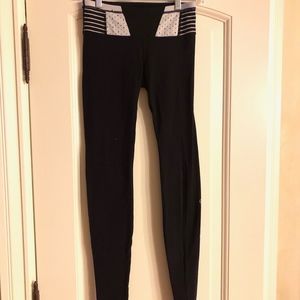 Black Lululemon Leggings with Patterned Waistband